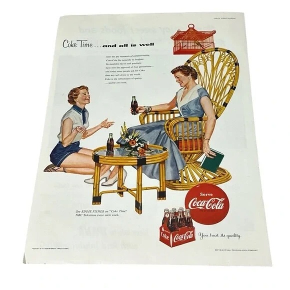 1954 Coca Cola Coke Time and All is Well Original Vintage Print Ad